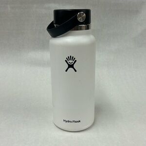 Hydro Flask brand metal water bottle 32oz white color